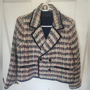 Talbots Multicolor Tweed Blazer with Navy Trim